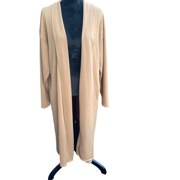 Fashion Nova Ladies Long Line Open Duster Brown Pockets XL Polyester and Cotton - Picture 7 of 10